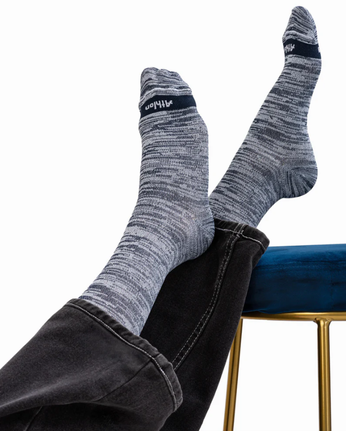 Media de compresión graduada CMO213 Jaspeado Negro Blanco